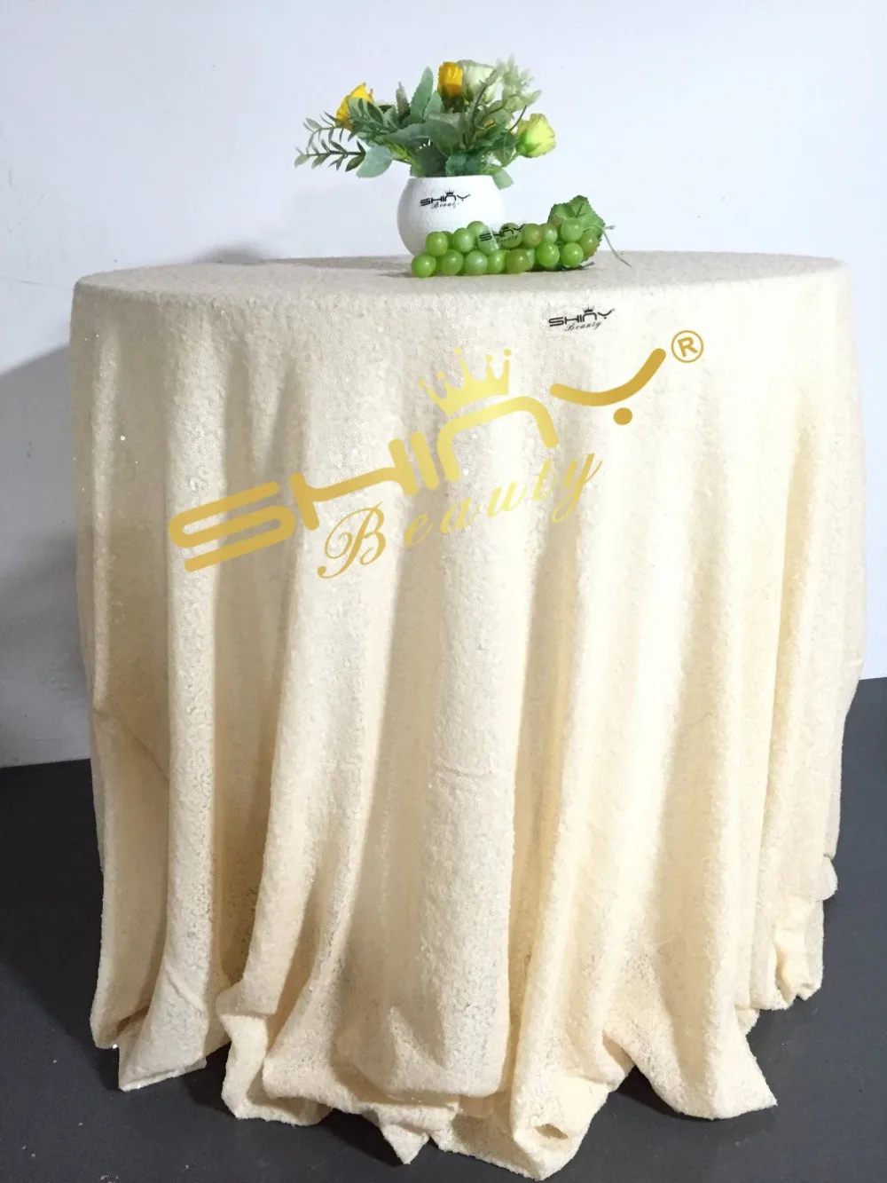 ShinyBeauty блесток Tablecloth-Ivory-72Inch круглая блестящая скатерть, скатерть для обеденного стола, роскошная скатерть-R