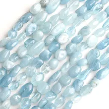 Бусины из натурального камня 6-8 мм, Необычные Бусины Из аквамарина для изготовления ювелирных изделий, браслетов и ожерелий 15 дюймов