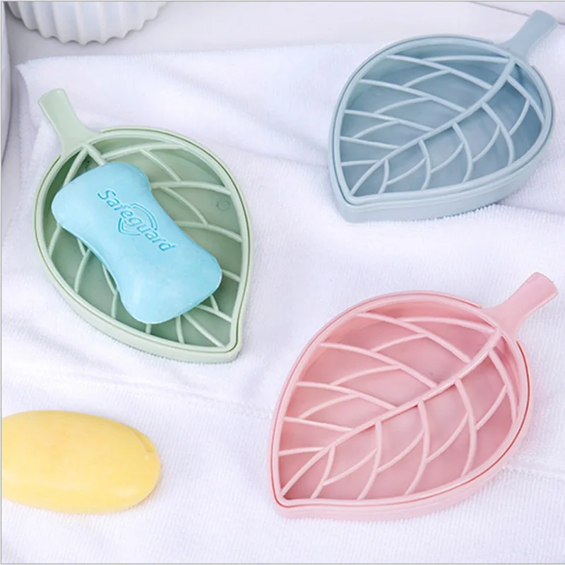 

Nordic Color Leaf Shape Soap Box Shower Plate Hiking Bathroom Home Case Container Travel Storage Holder Dish