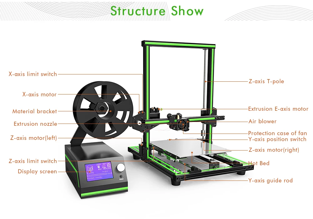 Anet E10 E12 3d принтер с 300*300*400 мм легко собрать большой размер Reprap Prusa i3 Impressora 3d принтер 10MPLA новое поступление