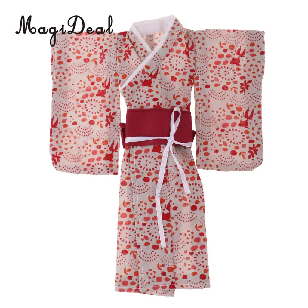 Gorgeous 1/6 Dolls Japanese Style Kimono Outfits for Blythe for BJD Dolls Accessories Blue Cherry Blossoms