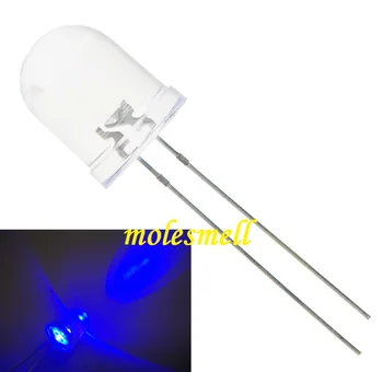 

100pcs 10mm Round Water clear Blue LED Lamp -Ultra Bright Blue LED 10mm led light diodes