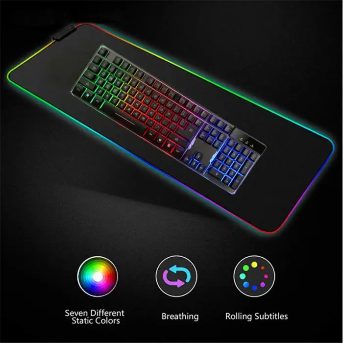 Игровой коврик для мыши RGB светящийся светодиодный Противоскользящий портативный для ПК компьютера ноутбука GT66