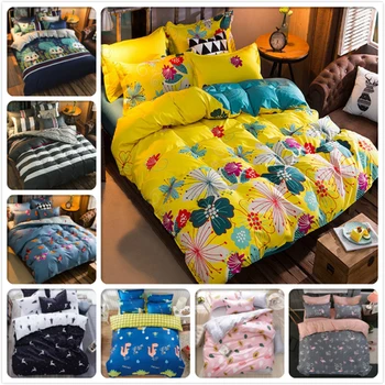 

Yellow Blue AB Side Flower Floral Chrysanthemum Duvet Cover 1.5m 1.8m 2m Bed Sheet Child Kids 4pcs Bedding Set King Queen Double
