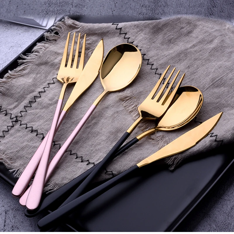 

Portable Travel Dinnerware Set Cutlery 18/10 Stainless Steel 304 Utensils Kitchen Camp Tableware include Knife Fork TableSpoons