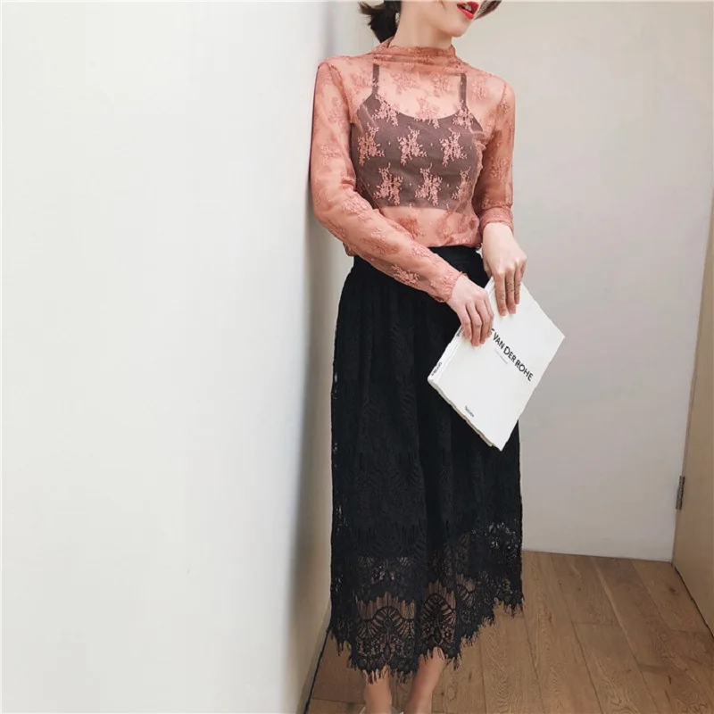 skirts sexy black eyelash lace skirts all match black skirt in Skirts from Women's Clothing on