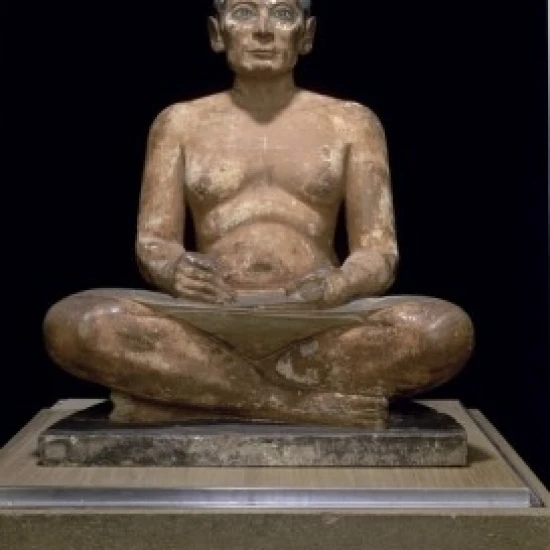 Statue of a Scribe   Egyptian Art   Musee du Louvre  Paris Poster Print (24 x 36)