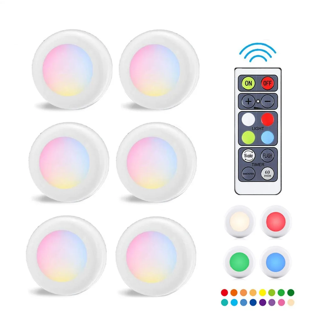Цветная (RGB) 16 Цвета 3 режима светодиодный светильник для шкафа Беспроводной