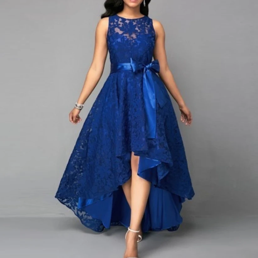 Новое Женское Макси кружевное вечернее платье без рукавов с высокой проймой и