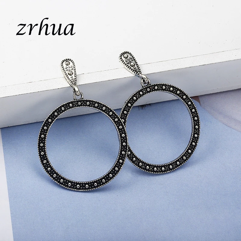 ZRHUA 2018 Новое поступление модные панк преувеличенные винтажные Стразы круглые