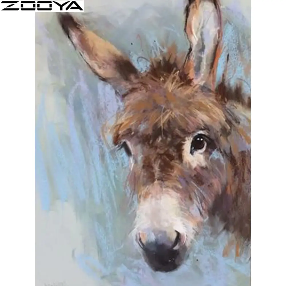 

ZOOYA 5D DIY Diamond Painting Kit Full drill Round Pictures Diamond Embroidery Animal Sale Diamond Mosaic Donkey Decor RF1971
