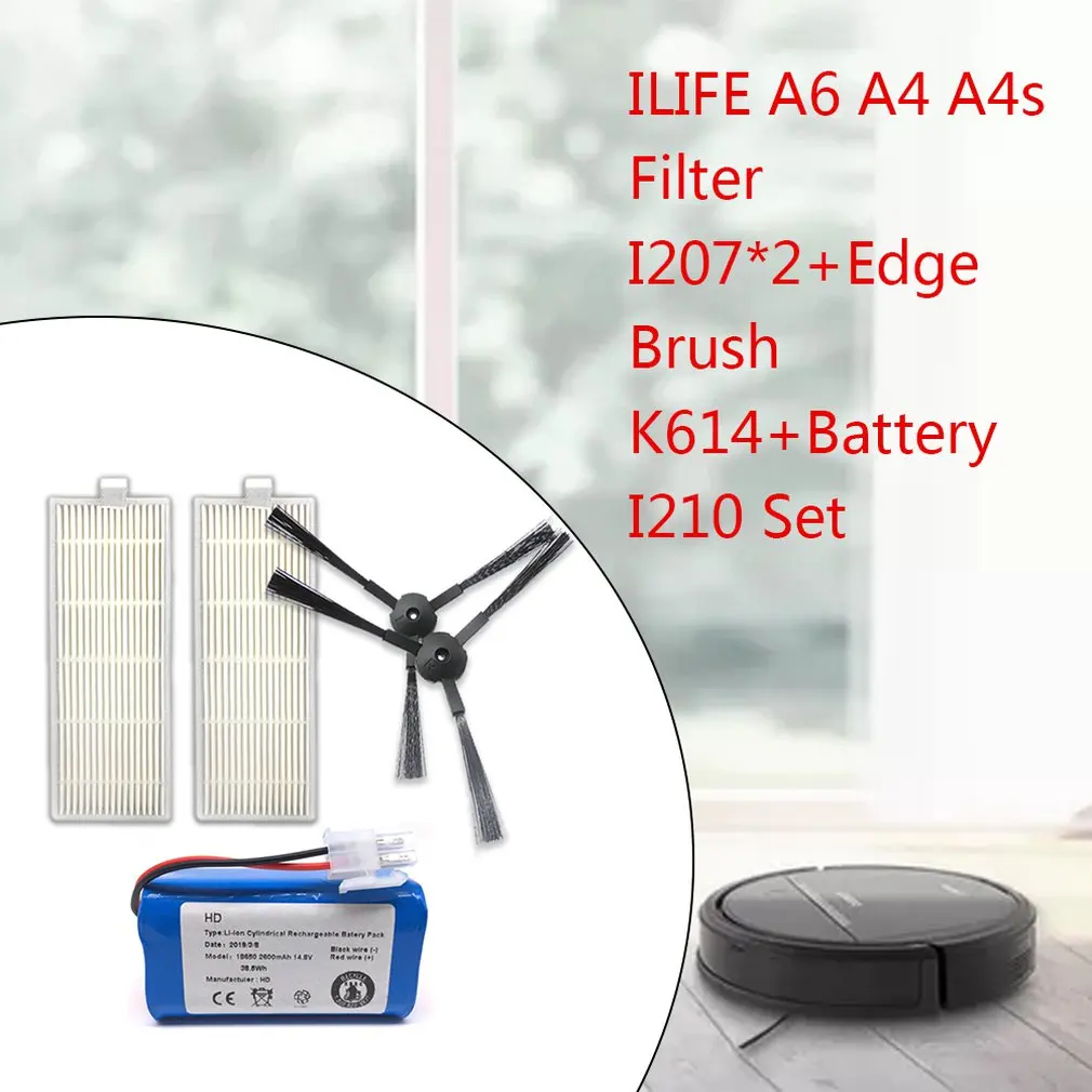 Набор 6 подходит для Ilife V3 V5 X5 V5S подметальная машина аксессуары боковые щетки фильтр аксессуары поддерживать пиковую чистку производительность