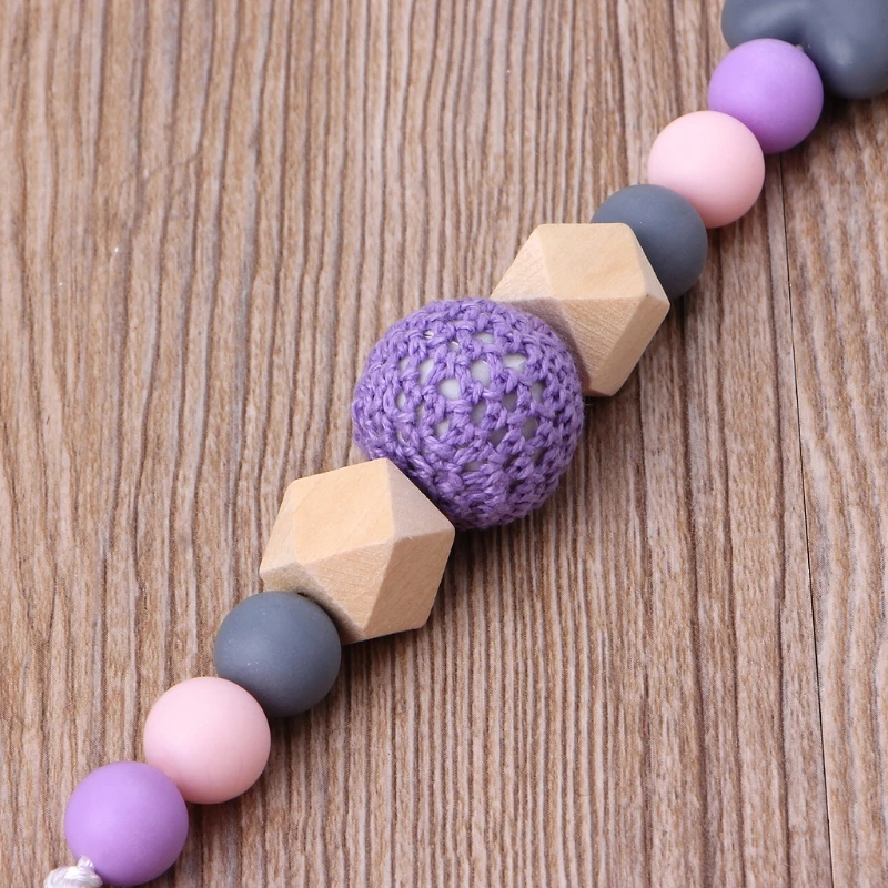 Cute Purple Baby Teething Dummy Pacifier Clip Infant Soother Nipple Strap Chain 