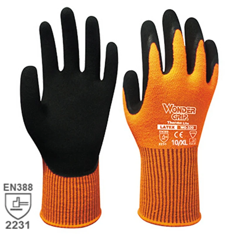 Wonder Grip безопасная работа Gloves2231Thermo латексные две пальмы защитные перчатки холодное сопротивление теплая защита от холода зимняя противоскользящая
