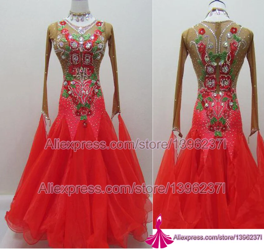 

Ballroom Competition Dance Dresses Women Standard Ballroom Dancing Dress Adult New design Red High Quality Ballroom Dresses
