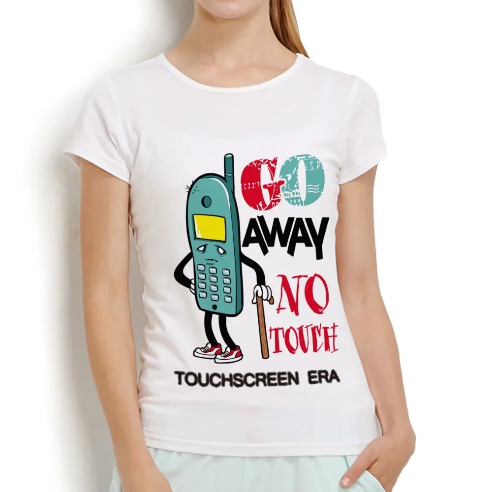 the old cellphone hate touchscreen funny tshirt femme summer new white