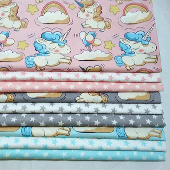 

half meter unicorn stars cotton fabric infant baby bedding patchwork fabric tecido quilting crafts material sewing tissue A524