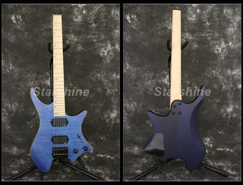 

Starshine Headless Electric Guitar LJ-WT70 Fixed Bridge Headless Flamed Maple Top Veneer Black Hardware E-M-G Pickups