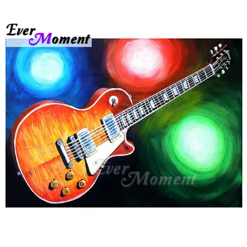 

Ever Moment Diamond Painting Home Decoration Picture Of Rhinestone Colorful Guitar Full Square Drill Diamond Embroidery 3F1038