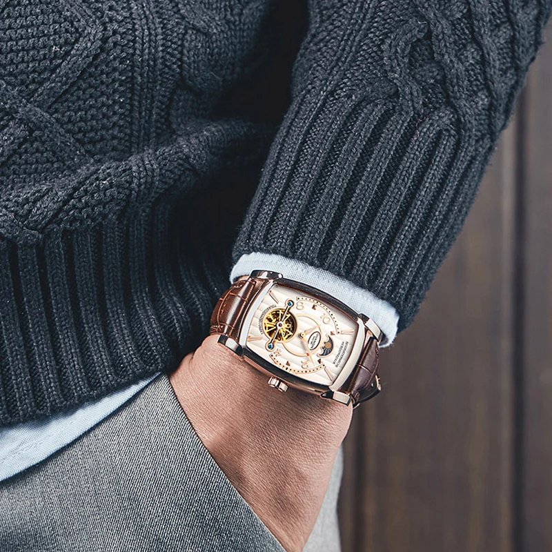 GUANQIN ساعات آلية الفاخرة ووتش الرجال توربيون التلقائي ساحة الهيكل العظمي ووتش 2018 الذكور ساعة Relogios دروبشيبينغ