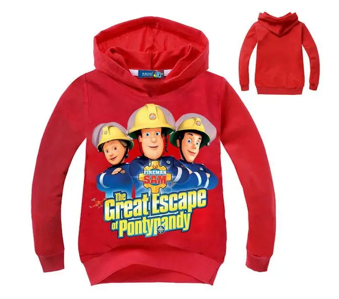 Г. Осенние стильные толстовки для мальчиков толстовки с пожарным для мальчиков, красный свитер с грузовиком, детская одежда синяя одежда для мальчиков с пожарным - Цвет: red 2