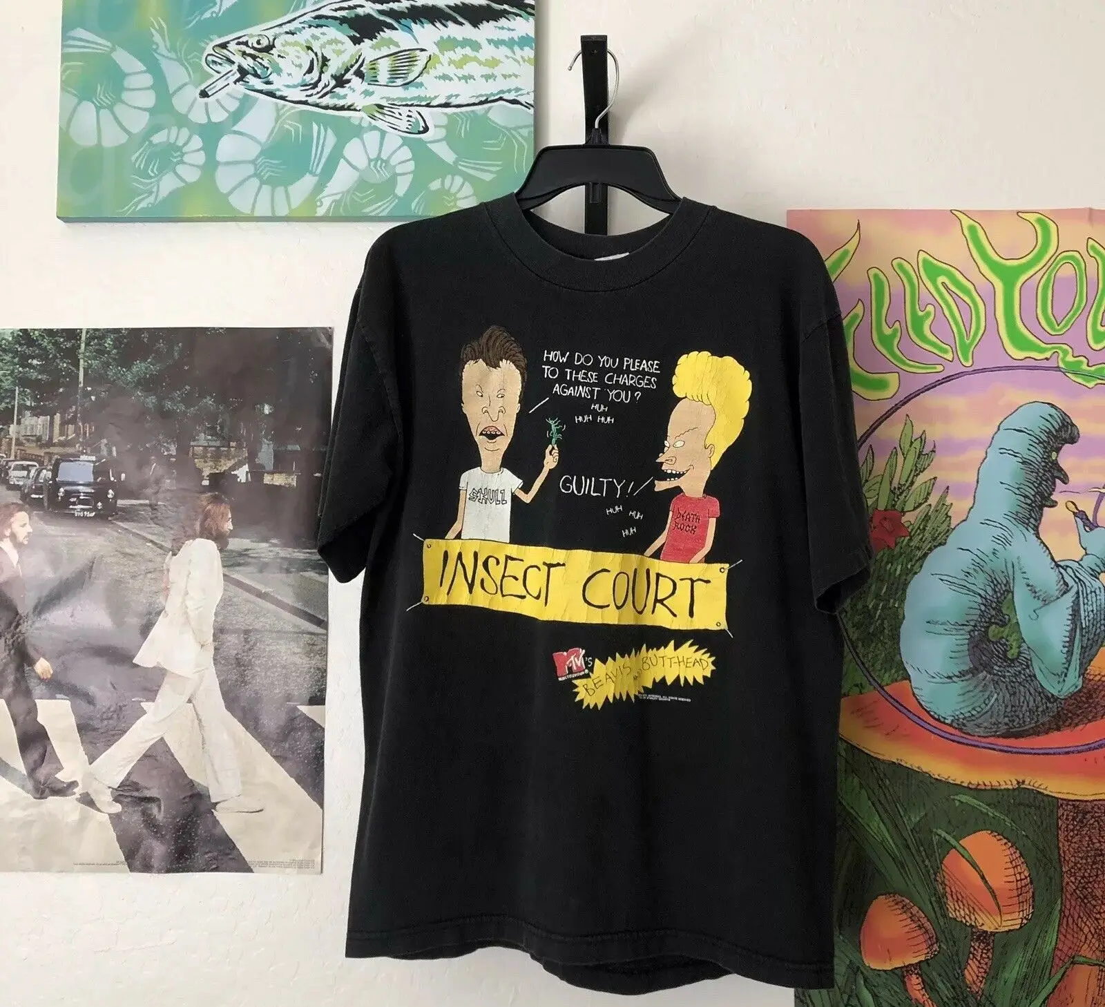 

1993 Vintage Beavis & Butthead Insect Court T-shirt T shirt O-Neck Summer Personality Fashion Men T-Shirts