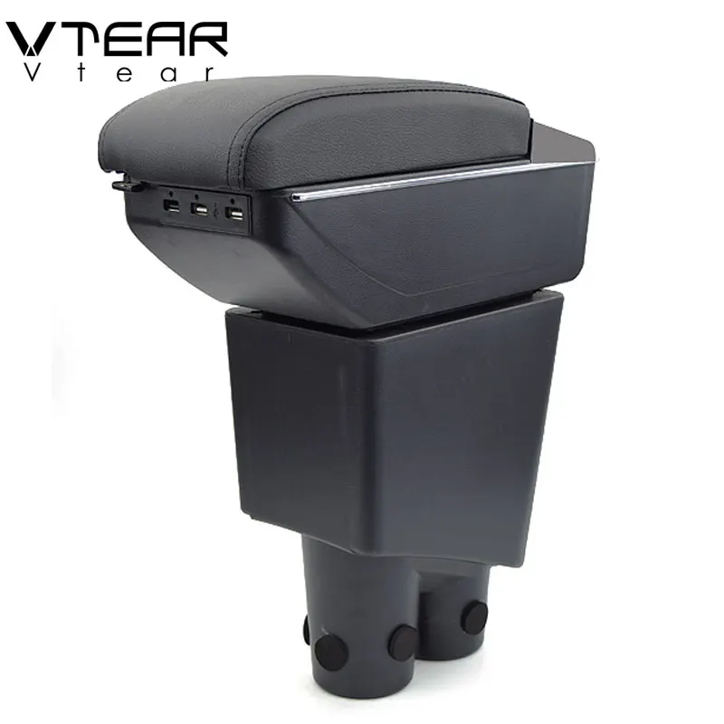 

Vtear For Proton Exora armrest box USB Charging heighten Double layer central Store content cup holder ashtray accessories 15-18