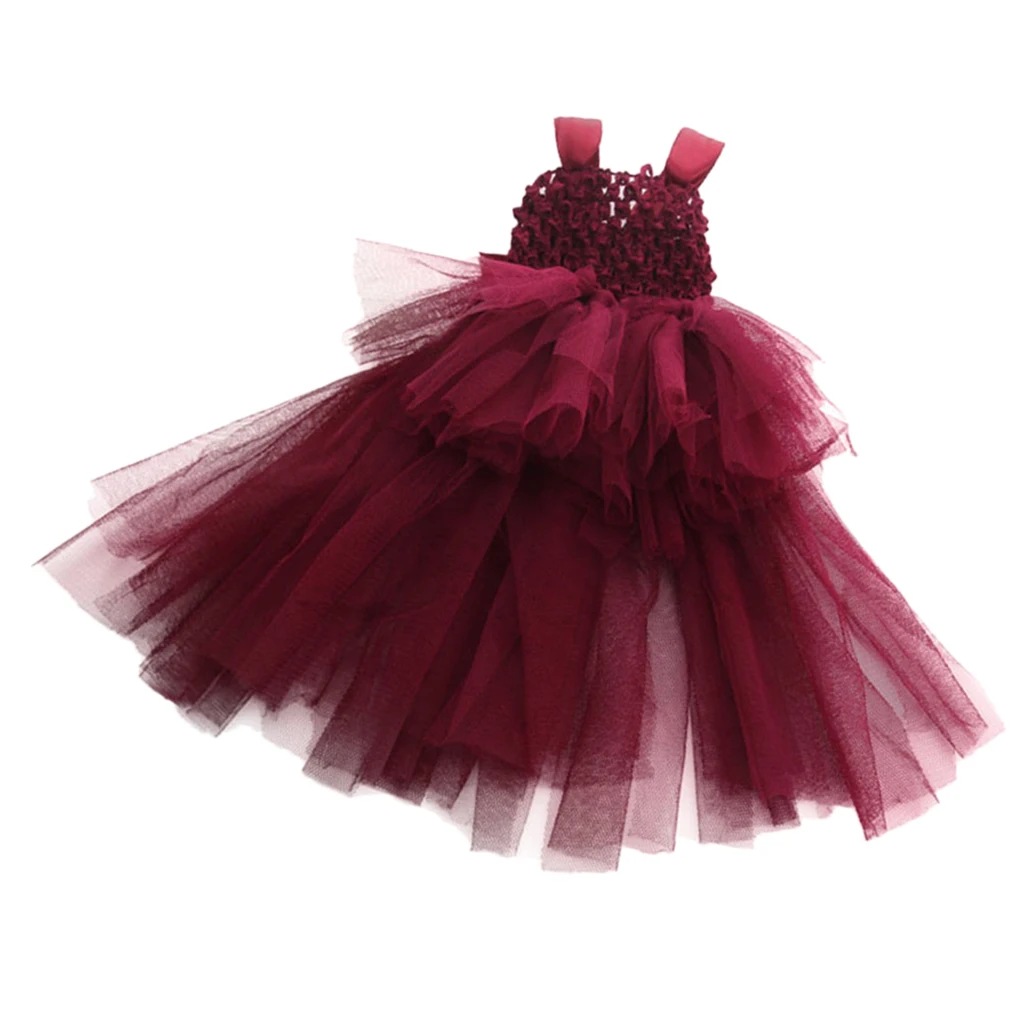 Irregular Fairy Long Gauzy Lace Dress Brace Skirt for 18 inch Girl Doll Baby Dolls Dress 