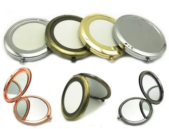 

New 7cm Compact DIY Foldable Makeup Mirrors Portable Double Metal Cosmetic Small size 5 Color