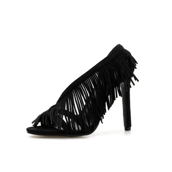 

Elegant Gladiator High Heels Sandals Women Tassel Fashion Sexy Fringe Sandals PU Shallow High Thin Party Shoes Sandalias Mujer