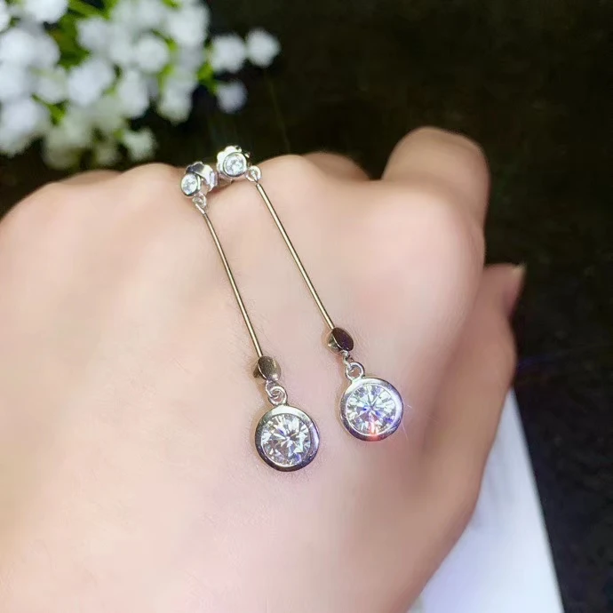 Lanzyo 925 Sterling Silver natuarl Moissanite Diamond Stud Earrings Girls Birthday Gift Sterling Silver Fine Jewelry Woman