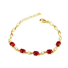 MxGxFam 18 см с 3 красный овальные браслеты для К для женщин 24 К чистого золота цвет свинца и никель
