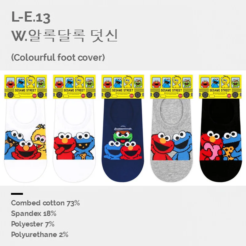 Мультяшные животные Улица Сезам Элмо носки весенние винно-черные красные женские хлопковые короткие носки счастливые Новые Креативные chaussettes sokken