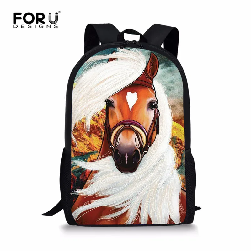 FORUDESIGNS/Galaxy рюкзаки с рисунком лошади детская школьная сумка для девочек модная сумка Mochila для мальчиков повседневная сумка Mochila - Цвет: L4337C