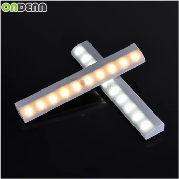 

10LED Automatic Night Light Wireless Motion Sensor Cupboard Light Battery Operated LED Strip Light White 6pcs/lot Free Shipping