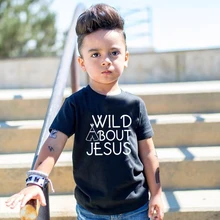 T-shirt à manches courtes pour petites filles, haut à imprimé de jésus, vêtements d'été pour enfants