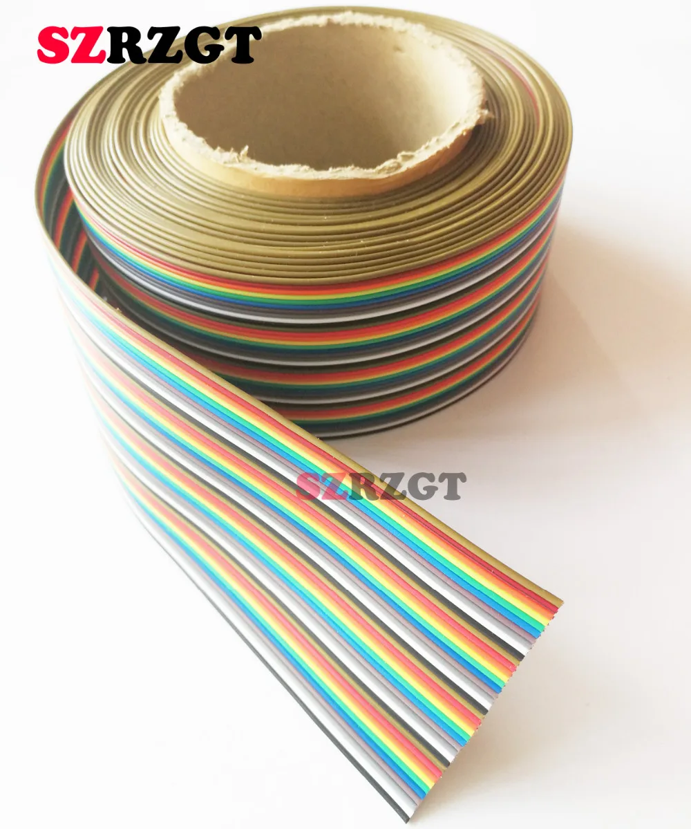 

1M 2M 3M 4M 5M 10M 40pin Dupont Wire Flat Color Rainbow Ribbon Cable Wire 1.17mm
