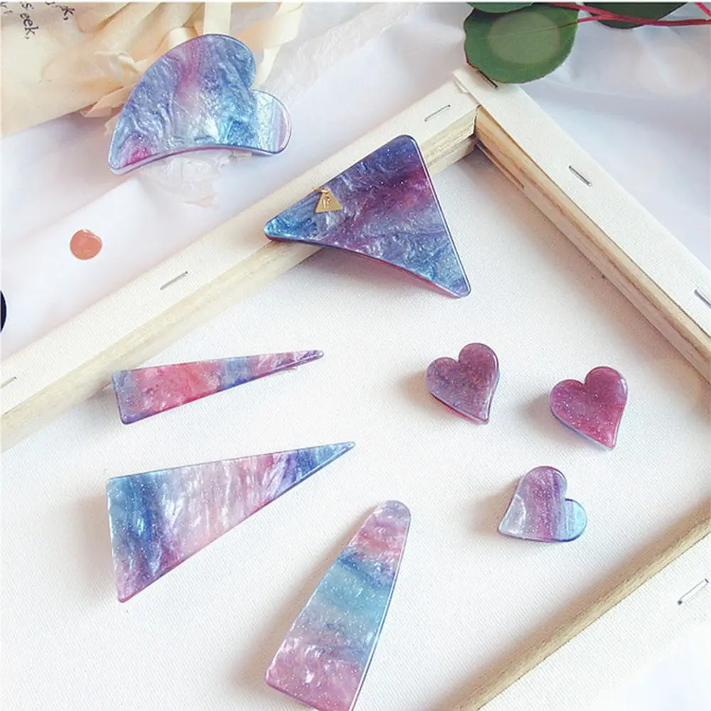 2020 New Women Girls Cute Acetate Symphony Gradient Starry Colorful Geometric Hair Clips Hairpins Claws Barrettes | Красота и