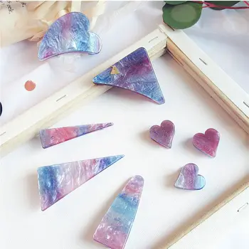 

2020 New Women Girls Cute Acetate Symphony Gradient Starry Colorful Geometric Hair Clips Hairpins Hair Claws Barrettes