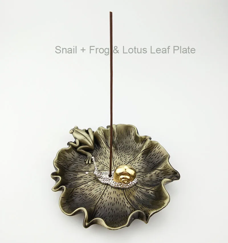 

1 set (1 small snail statue incense holder + 1 incense plate ) Copper Decorative Statue Inscription Incense Holder/Burner/Plate