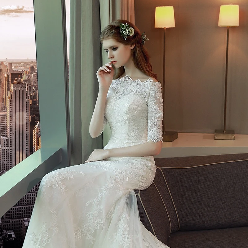 

SERMENT Fishtail wedding dress 2019 new bride dress female tailed princess dream Hepburn