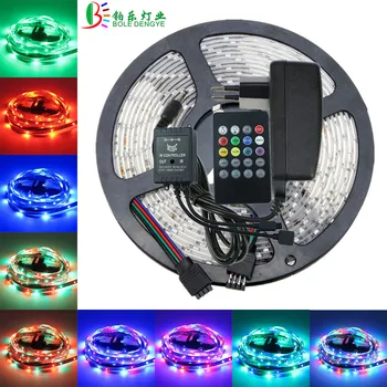 

5m 10m 15m Music LED Strip Light SMD 2835 Waterproof Flexible Colorful RGB Tape Ribbon String+LED Music Controller+Power Adapter