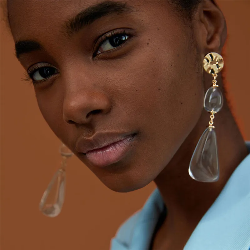 

Waterdrop Pendats Acrylic Long Drop Earrings for Female 7 Colors long earings fashion jewelry 2018 Trendy Earrings ET183