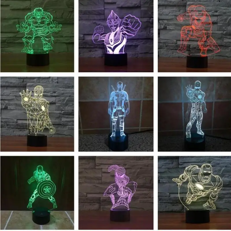 cheap 3d Nightlight Iron Man Acrylique Usb Desk Lamp Ottoman Monkey Children #039;s Gift Lamp Children #039;s Room Table Lamps For Living Room