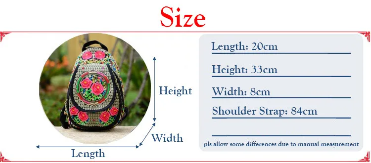 embroidery backpack travel shoulder bag