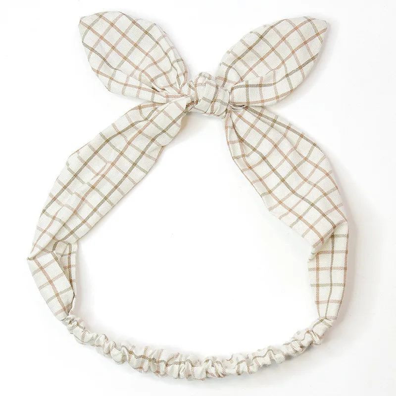 5Lovely Grid Rabbit Ears Hair Band for Girls Infant Hair Accessories Headwrap Make Up Sweet Little Girl's Bow Headband Turbans