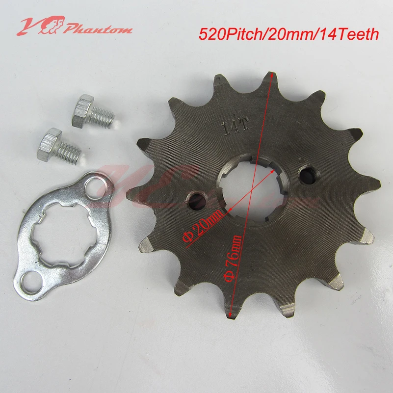 Front Engine Sprocket 520 14T Teeth 20mm For 520Chain With Retainer