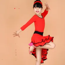 Девочки; Дети три четверти Стандартный латинские танцы Конкурс платье Дети современный танцевальный зал сальса Румба Танго, Самба, ча-ча, костюмы