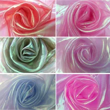 Дизайнерская флуоресцентная ткань красочные блестящие марлевая ткань сценический Свадебный декор вуаль прозрачная голографическая ткань