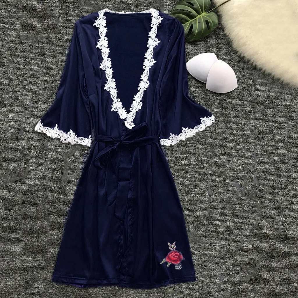 

KLV 2019 Women's Summer Pajamas Sexy Lace Lingerie Underwear Baby Pajamas 5PC Set 4.24